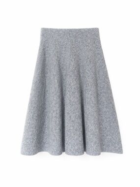 Uniqlo Heathered Gray Flared A-Line Wool blend Skirt
